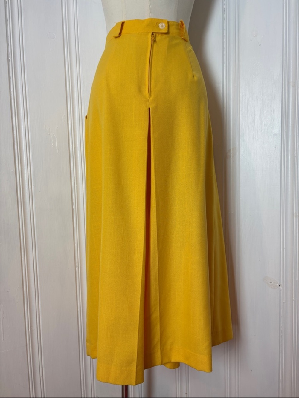 Vintage MR. LEONARD Canary Yellow Culottes Wide Leg Skirt Pants - Size 14 - Picture 5 of 8